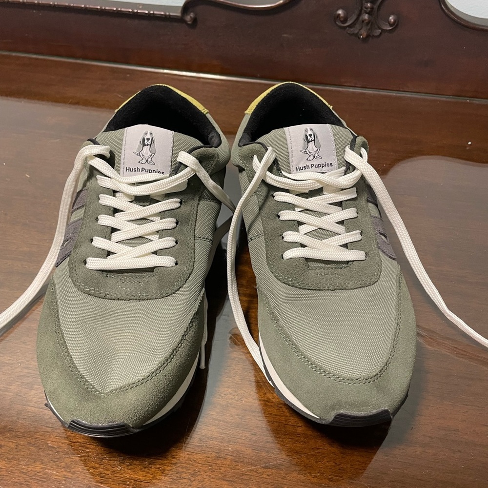 Hush Puppies Green Retro Sneakers with Suede and Mesh